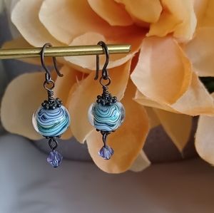 Vintage Glass Spun Earrings.